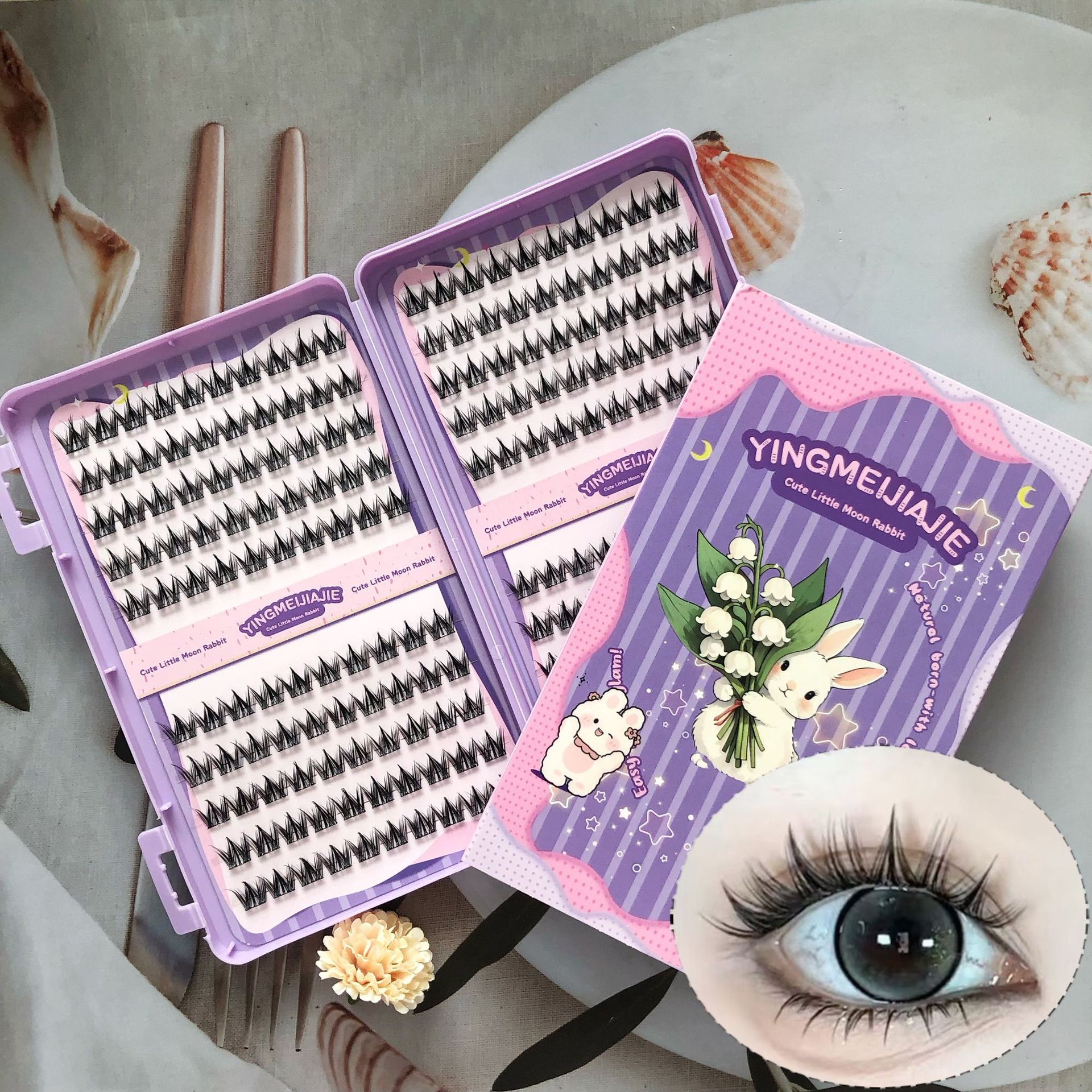 20 filas de paquete de caja de regalo de pestañas falsas transfronterizas, pestañas falsas densas, pestañas falsas sin pegamento.