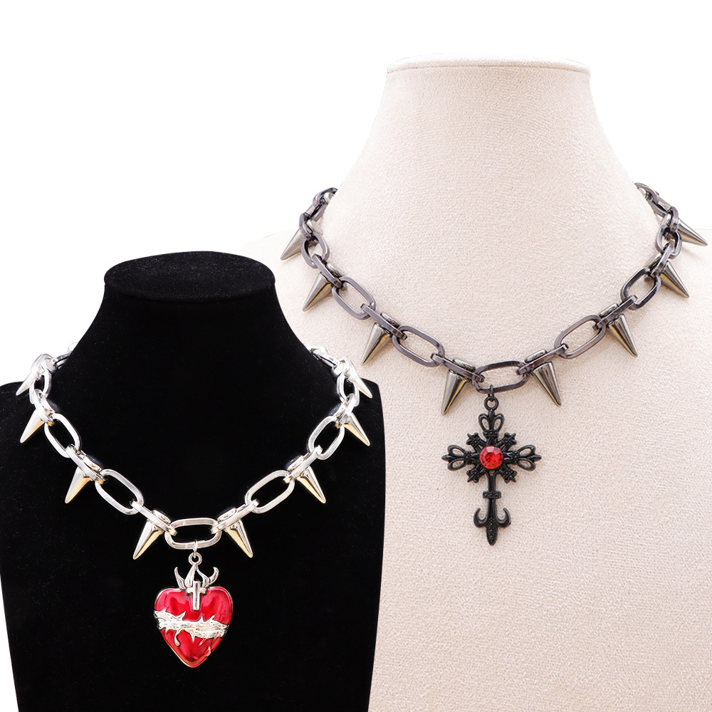 Vacation Classic Style Cross Heart Shape Alloy Choker Wholesale display picture 3