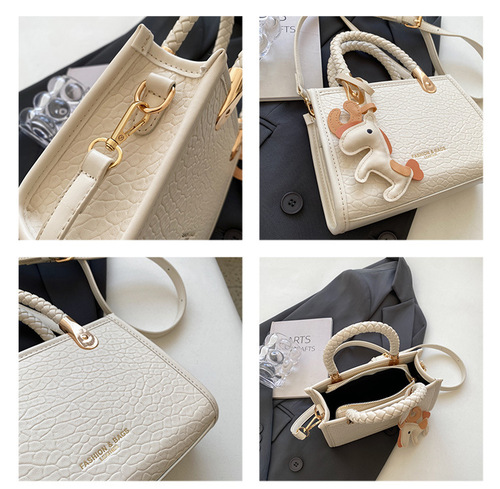 Bags for women  new fashion retro women's woven handbags texture small square bag Internet celebrity crossbody bag