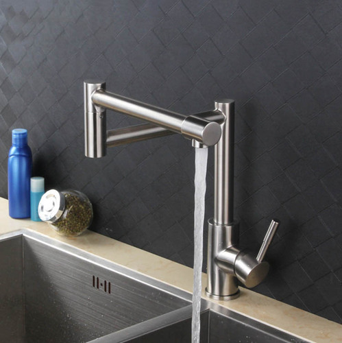 Kitchen faucet 304 stainless steel folding dish basin sink pool laundry pool rotating hot and cold faucet universal