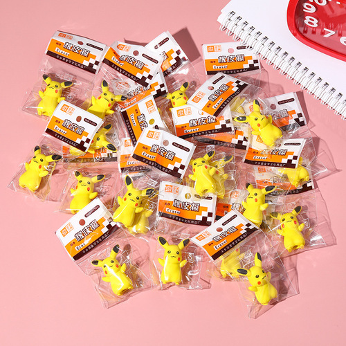 Cartoon Creative 3D Cute Pikachu Eraser Elementary School Cartoon Empty Eraser Student Gift Factory Direct Sales