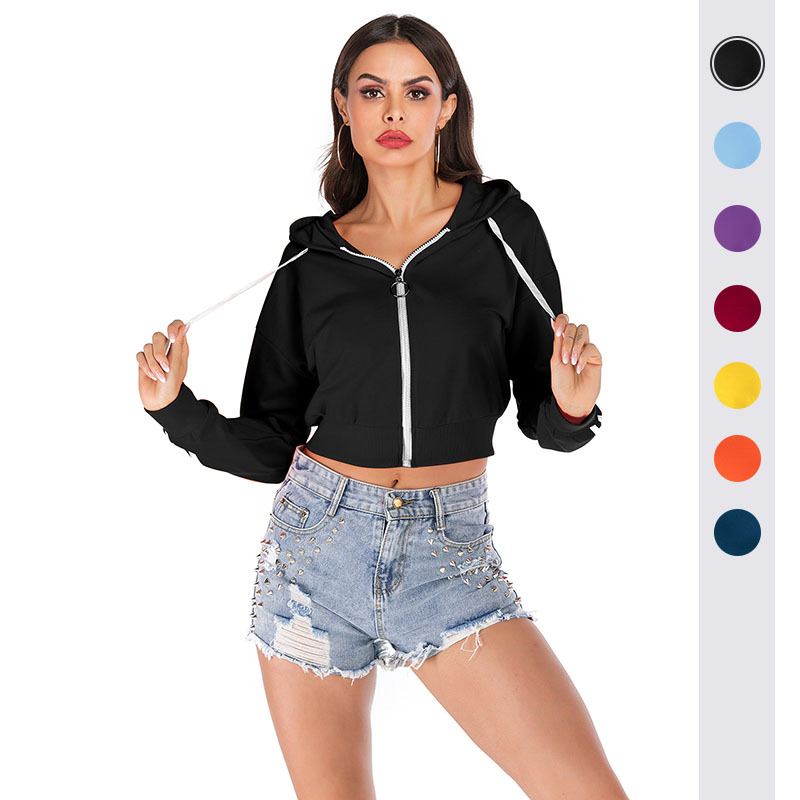 solid color long-sleeve with zipper with hood