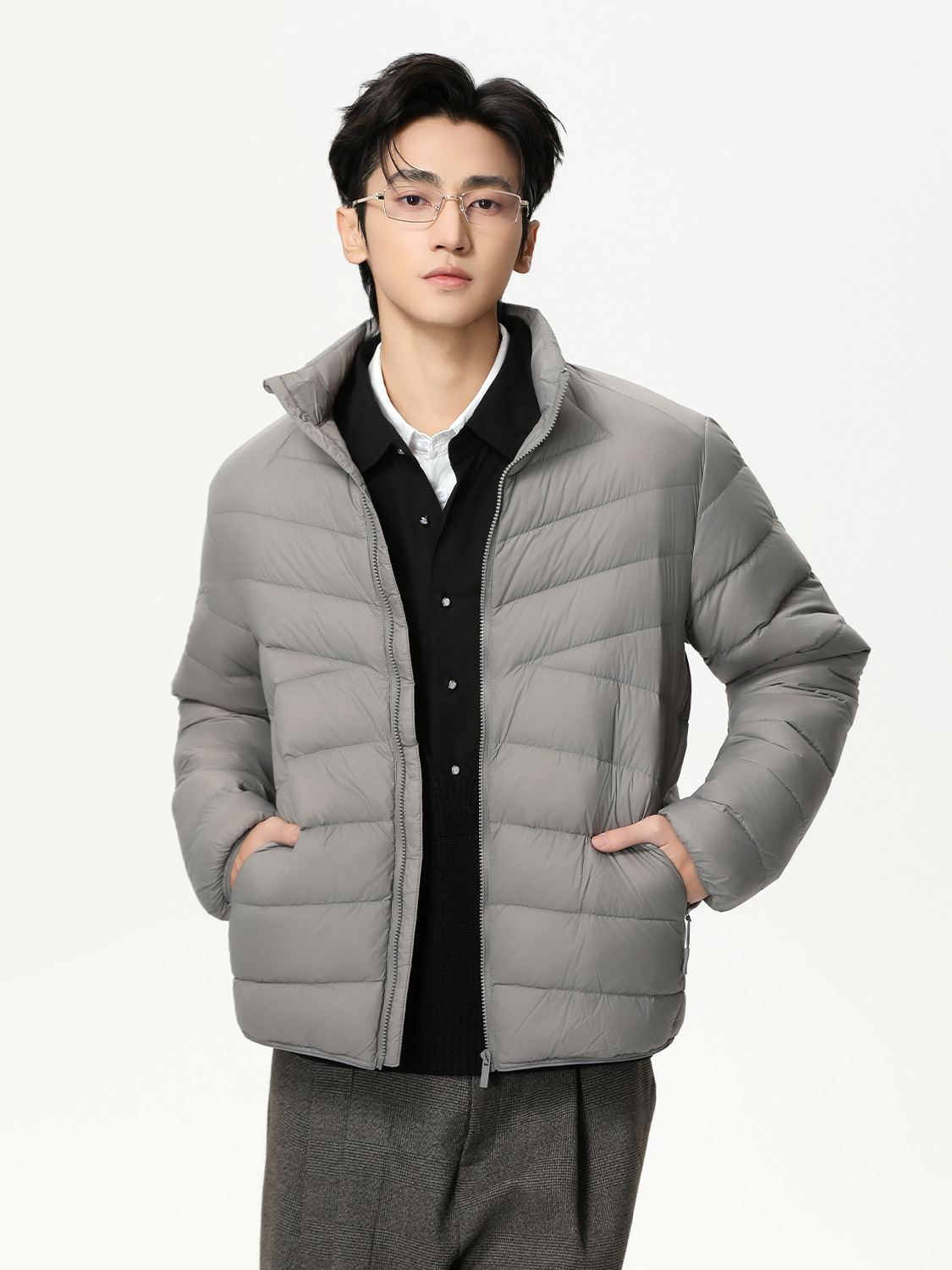 MTLCLOTHES Hombres| Básico 90% de acolchado sólido ligero calentamiento delgado cremallera cardigan corto plumón