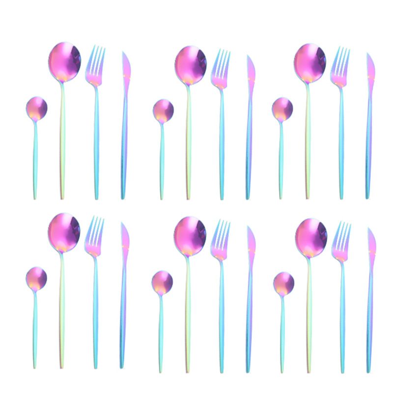 Amazon transfronterizo vajilla de acero inoxidable conjunto de 24 piezas portugués occidental cuchillo de carne, tenedor y cuchara traje de boda conjunto LOGO