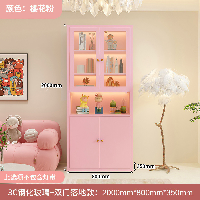 スチール製本棚収納キャビネットリビングルーム収納キャビネット家庭用ディスプレイキャビネットガラス扉防塵本棚シンプルモダンアイアンアート