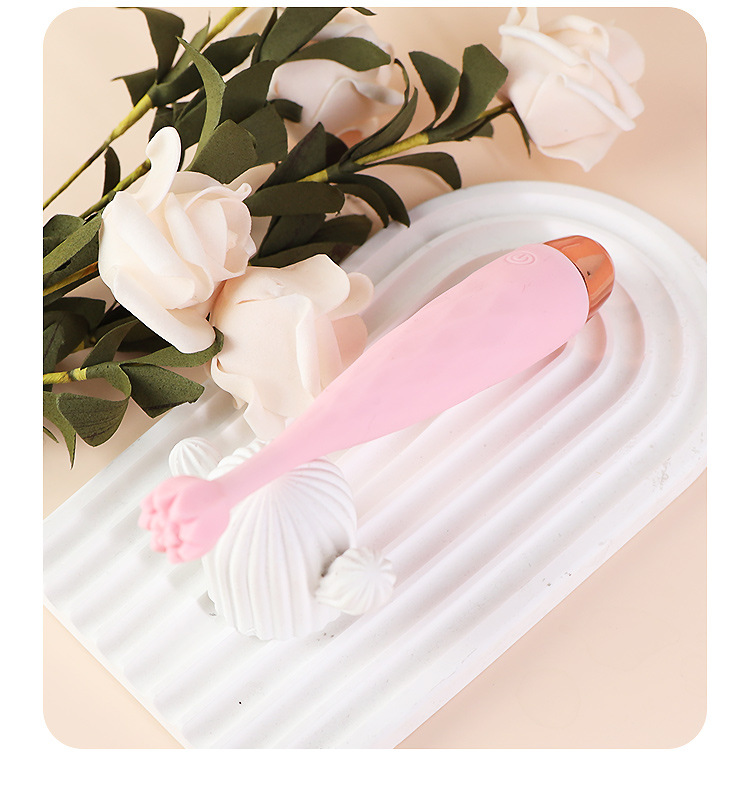 Rechargeable Lotus Multi-Frequency Vibrator Wand, Silicone Heating Teasing Stick, Pink — detail image 24