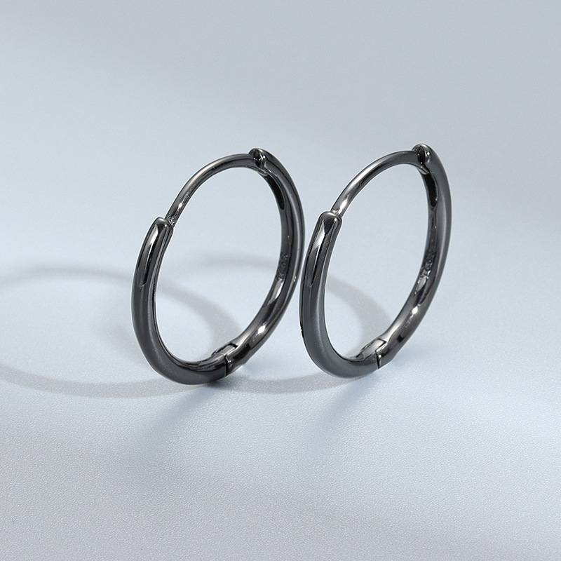 New Cross-border S925 Sterling Silver Earrings, Solid Circle Ear Hoops, Stylish Shiny Earrings For Men And Women, Direct_voghion.com
