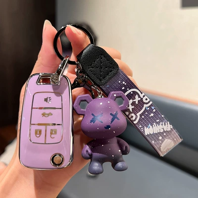 Chevrolet Key Set Kovoz Car key bag - chevrolet-c-old-single-shell-purple-purple-violent-bear-pendant