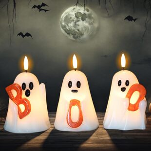 �羳Halloween Ghost Flameless Candles�f�}�����`�o��Ϟ�T���b
