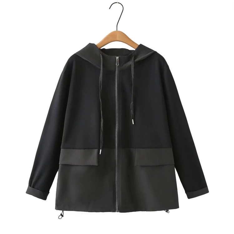 Толстая сестра 2024 Весна Новый плюс размер случайные пальто корейский стиль свободные случайные шить молнию балахон 8835