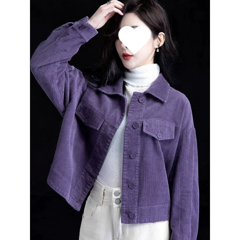 Вельветовая куртка женская новая осень 2025 женская повседневная куртка с коротким бархатом