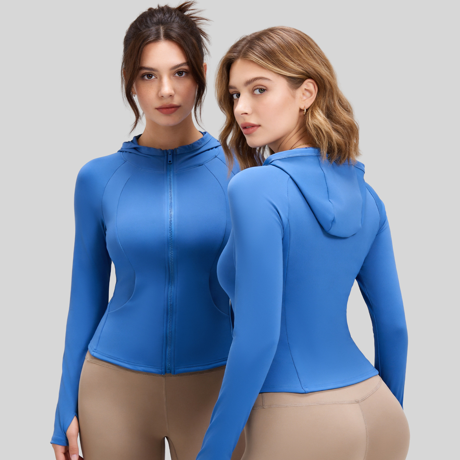Juyi Tang primavera y otoño manga larga mujer con bolsillo encapuchado acondicionamiento físico yoga abrigo