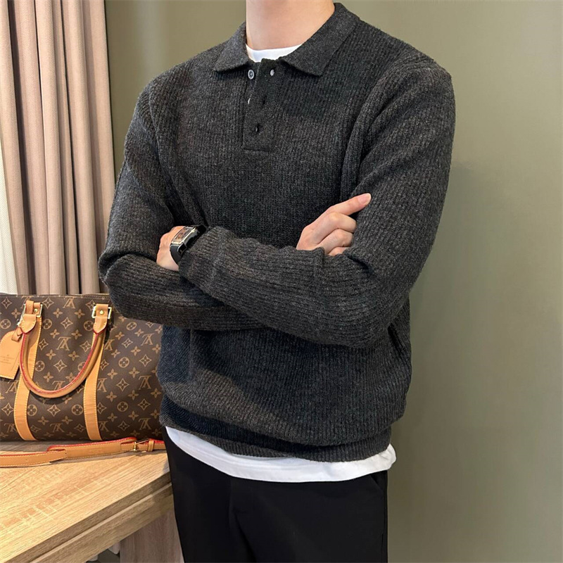 Wushe Men's Autumn and Winter Korean Style Light Luxury Fashion Pullover Sweater Loose Lazy Style Casual Sweater