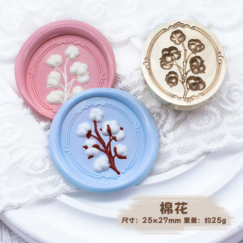 Sello de pintura de fuego serie de plantas tulipán rosa artística fuego pintura sello creativo cera regalo