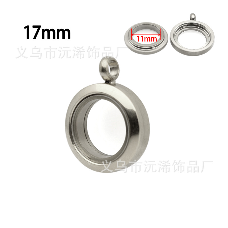 Gawu caja de acero inoxidable redonda de cristal caja de la foto cinabrio COLLAR COLGANTE hombres y mujeres Universal de múltiples tamaños disponibles