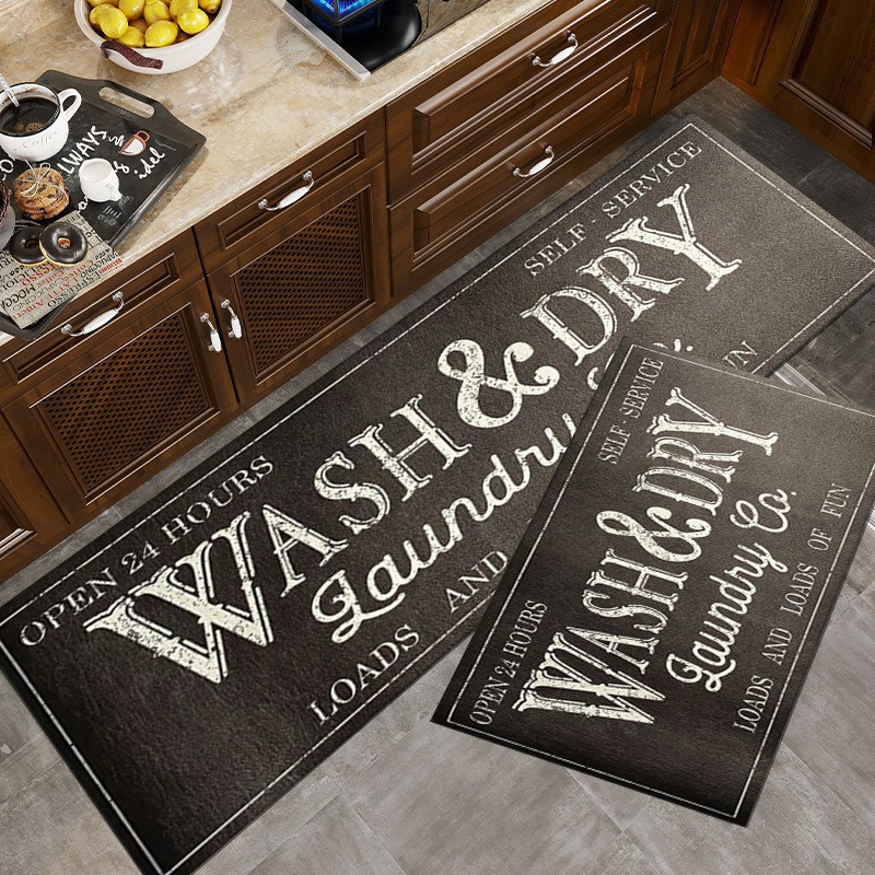 Transfronterizos letras americanas alfombra de terciopelo de cristal fácil de cuidar cocina dos piezas conjuntos de alfombra de suelo resistente al desgaste se puede cortar image 16