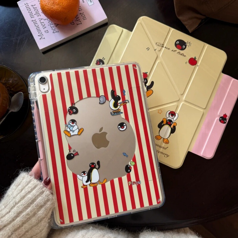Cartoon Apple Penguin Suitable for iPad Tablet Protective Cover Mini Side Suction Separation Air7Y Foldable Pro Cute 10Th Generation Cartoon Apple Penguin Suitable for iPad Tablet Protective Cover Mini Side Suction Separation Air7Y Foldable Pro Cute 10Th Generation