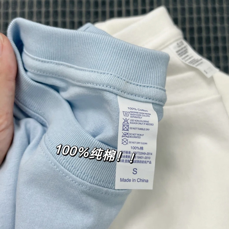 Light Blue Loose Casual Pure Cotton Short-Sleeved T-Shirt 2026 Summer New Style Versatile Work Clothing Slimming Top for Women