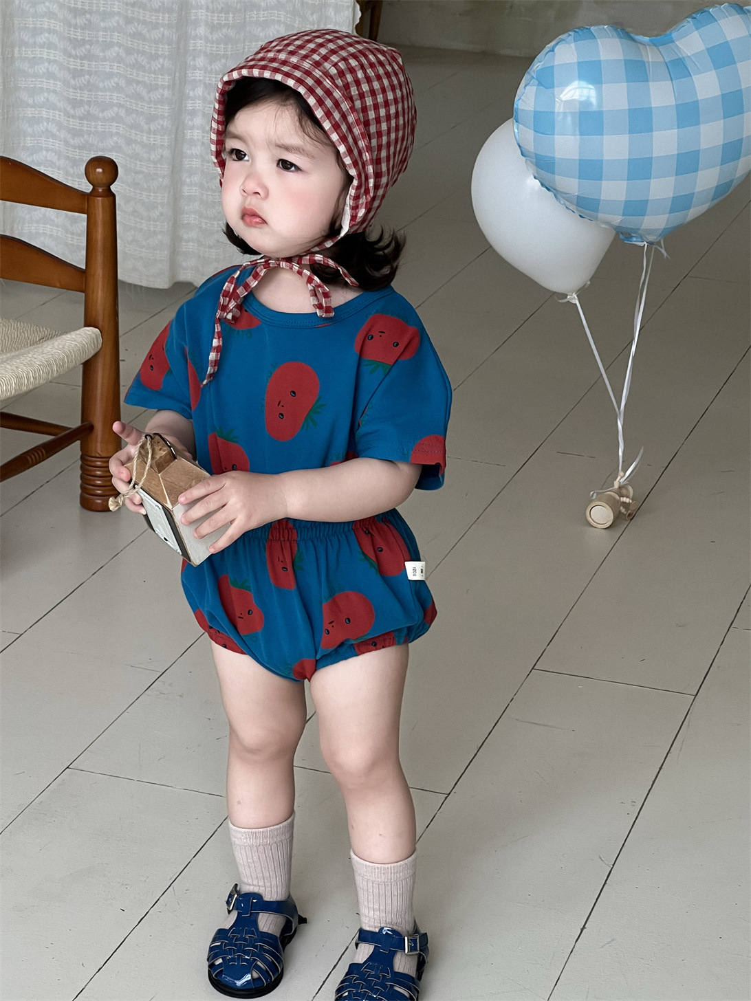 Ropa de verano para niñas, ropa de verano delgada, 2025, nuevo bebé, bolso de tomate, pedo, bebé, ropa para niños coreanos de una pieza