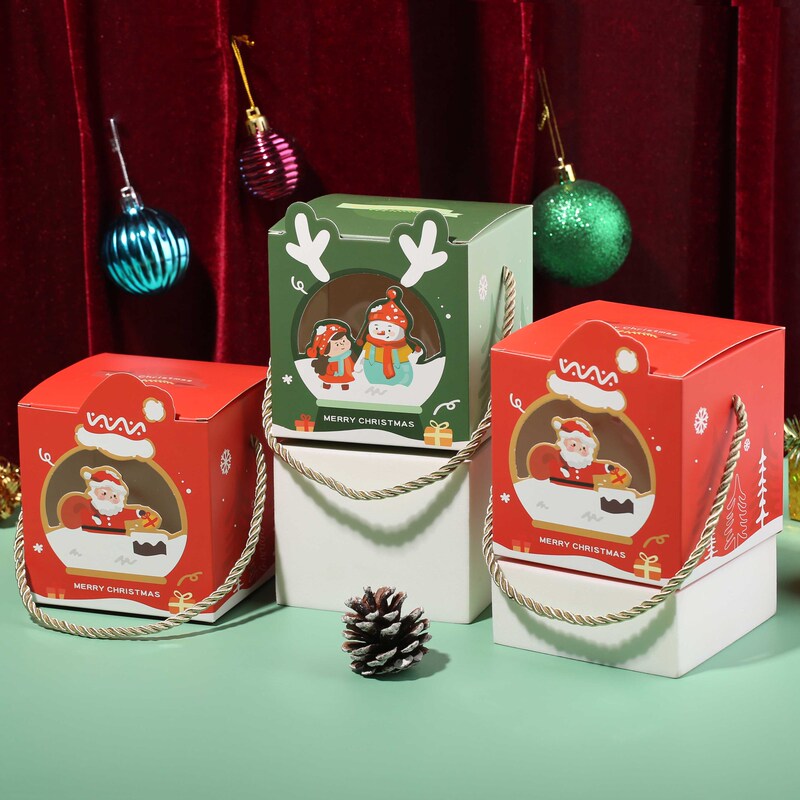 かわいいクリエイティブサンタ雪だるまリンゴ箱キャンディークッキー箱クリスマスプレゼント箱紙箱|undefined