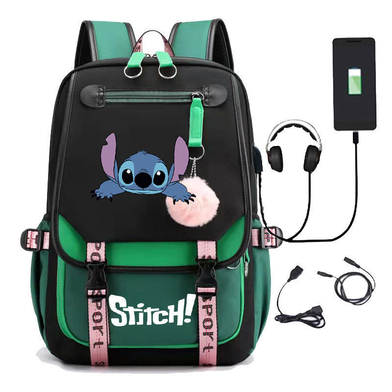 Nuevo Star Baby Stitch Stitch Boy Stitch USB carga mochila mochila para estudiantes de ambos sexos mochila