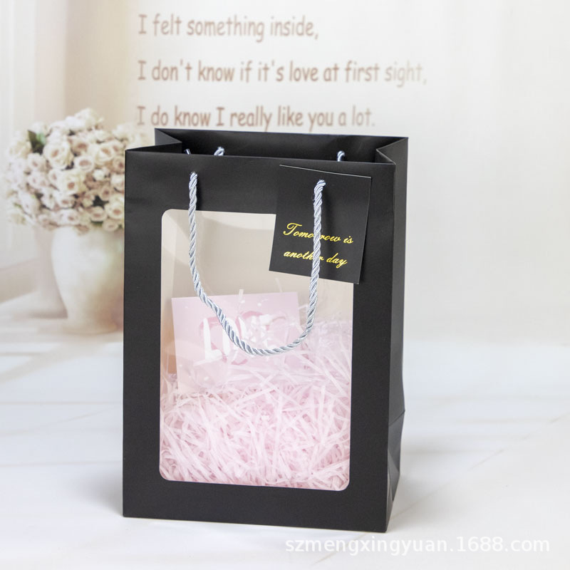 Extra grande ventana cumpleaños graduación temporada bolsa de regalo ramo transparente cuadrado sola flor caja de regalo bolso