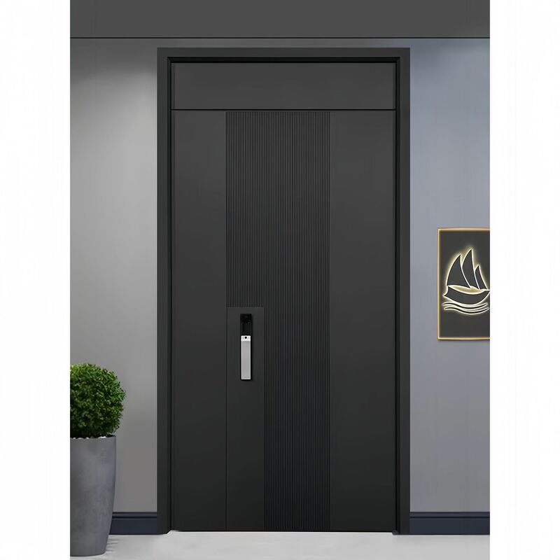 Cast Aluminum Door, Anti-Theft Door, Villa Entrance Door with Four Front and Two Rear Aluminum Panels, Embedded Aluminum Panel Entry Door, Double Door, Modern and Simple