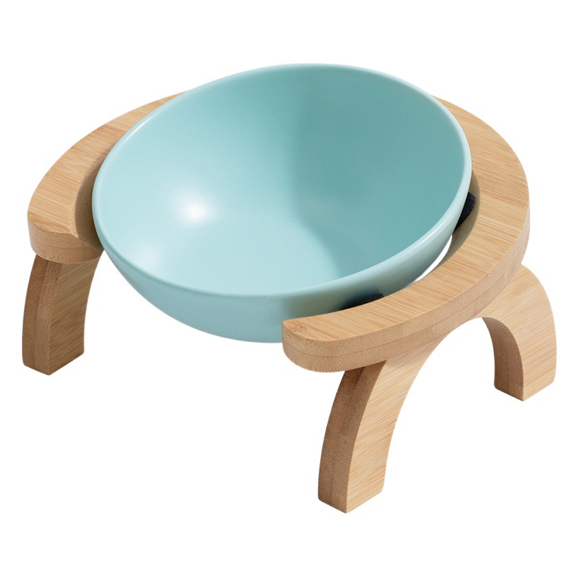 Tazón de gato de cerámica tazón de comida para gatos tazón de cerámica tazón de fuente de perro tazón de bebida doble tazón de protección columna cervical ángulo ajustable