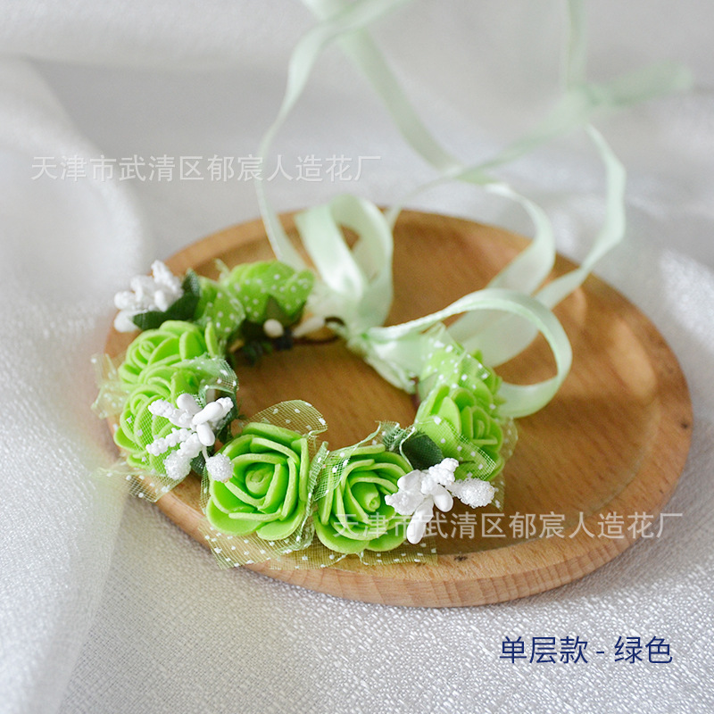 単層のブレスレットのイチゴのブレスレットの花嫁の花嫁の姉妹団の手の花の子供のダンスのブレスレットの花の卸売りの花嫁のブレスレット|undefined