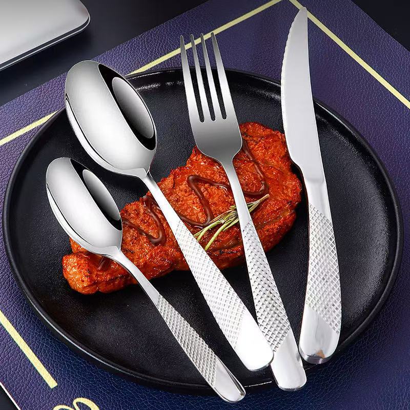 軽奢星鑽ステンレス食器ナイフ・フォーク・スプーン ホテル・レストラン・家庭用洋食器セット ステーキ鏡面仕上げ|undefined