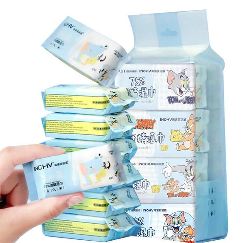 Haihui Hai'no 75% Alcohol Disinfectant Wipes Portable Small Packaging On-the-Go Skin Disinfection Care Wipes for Children