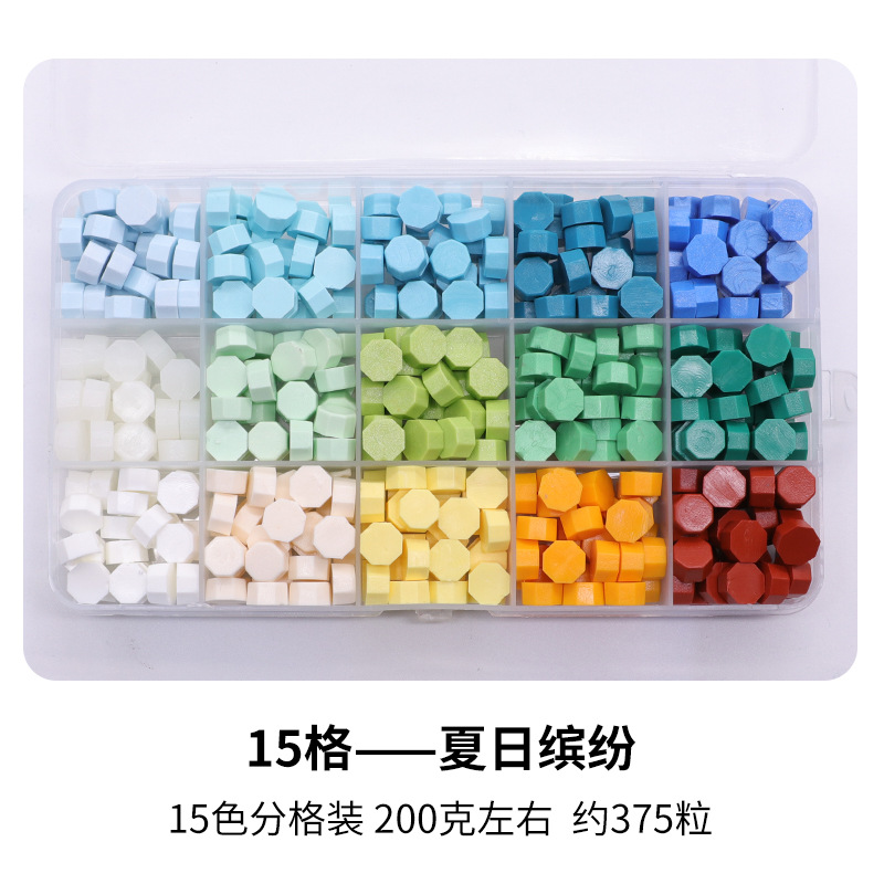 Fuego pintura cera grano traje de color mezclado 24 caja de cuadros de color ocho lados fuego pintura sellado cera fuego pintura sello cera grano fábrica al por mayor