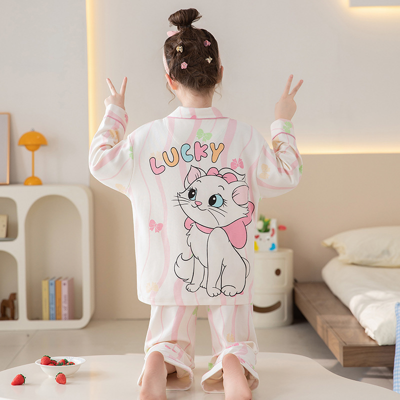 Pijamas de niñas 2025 nueva primavera y otoño algodón de manga larga delgada para niños ropa de casa para niños pequeños set