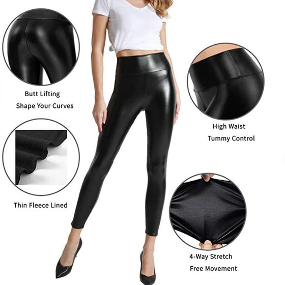 Cross-border Glossy Lacquer Leather Pants Women's Matte Plus Size European and American PU Women's Pants High Waist Leggings