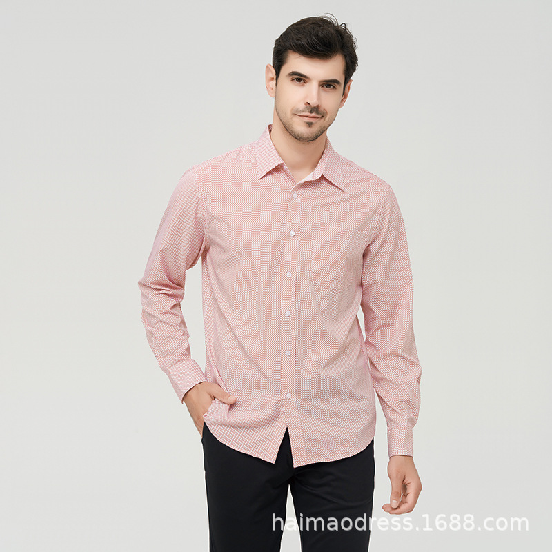 Camisa informal con estampado de cuadros finos para hombre, camisa ligera de manga larga estilo Hong Kong, popular de Amazon, otoño
