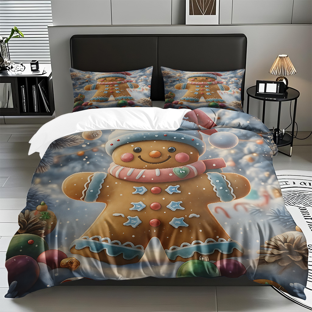TEMU / JIT impresión digital transfronteriza HD Navidad pro piel suave colcha de cama kit para diseñar venta directa de fábrica