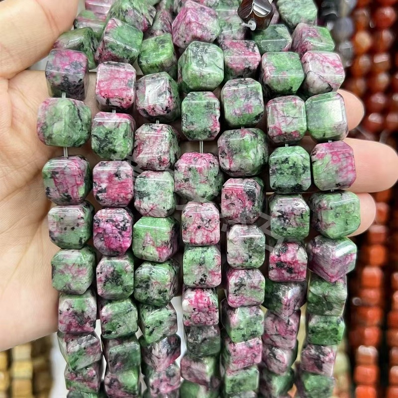 天然石10mm正长方形散珠红玛瑙绿东陵虎眼方块珠子diy饰品配串珠|undefined