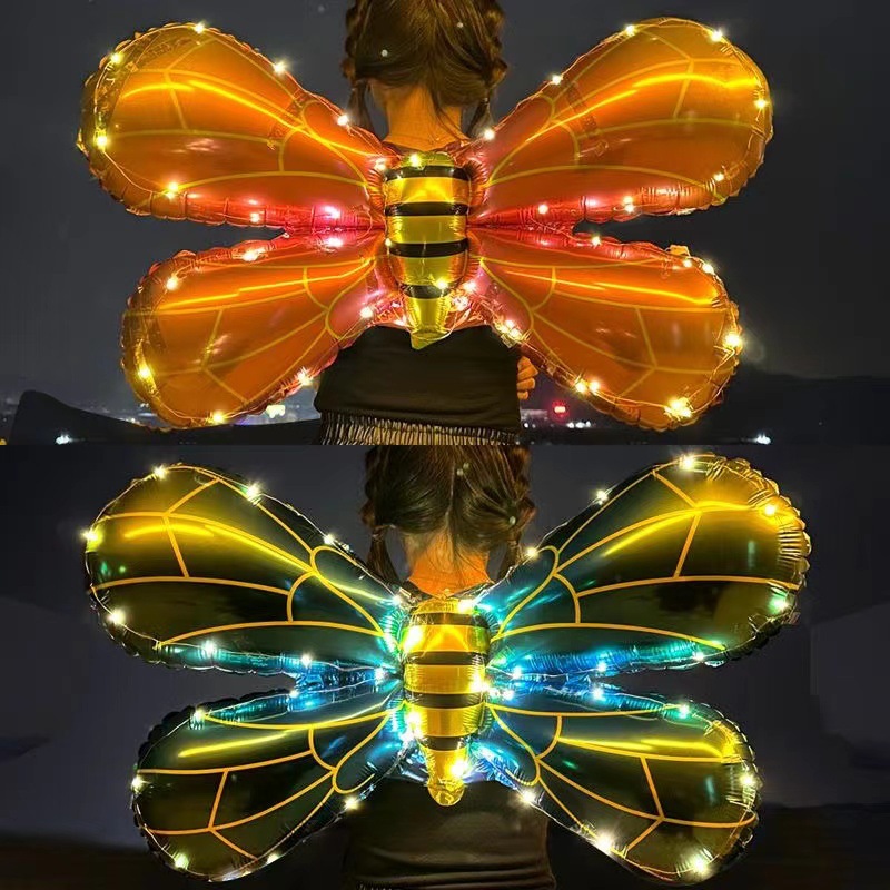 Fuente transfronteriza para niños luminosos globo de mariposa alas alas de Halloween alas de demonios luces LED juguetes decorativos