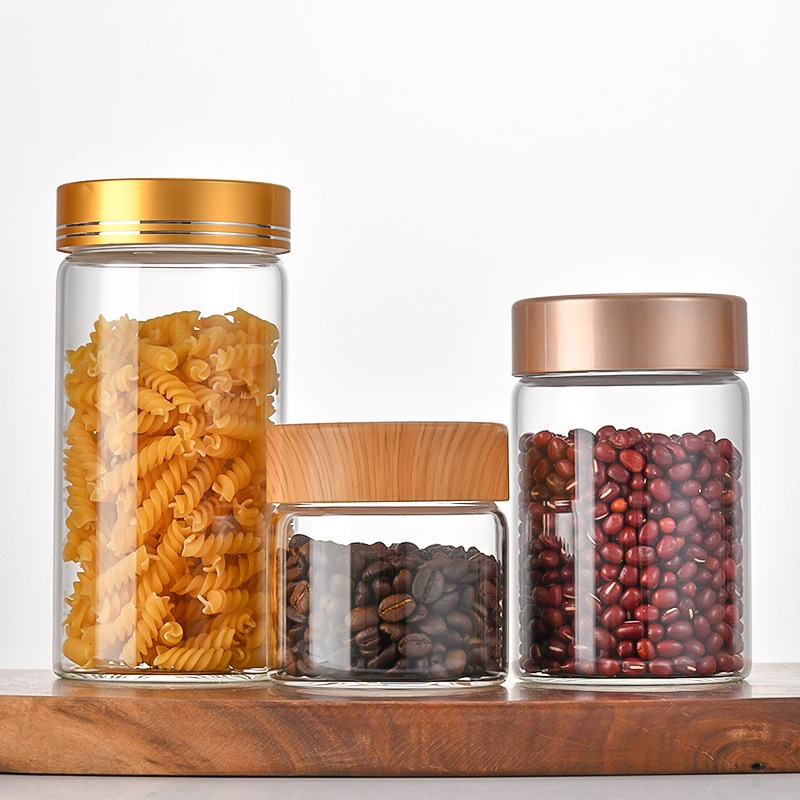 Granos de granos de granos de granos de granos de alta capacidad de vidrio de alta borosilicona de 78 mm de diámetro, botella de contenedor de almacenamiento de cocina doméstica