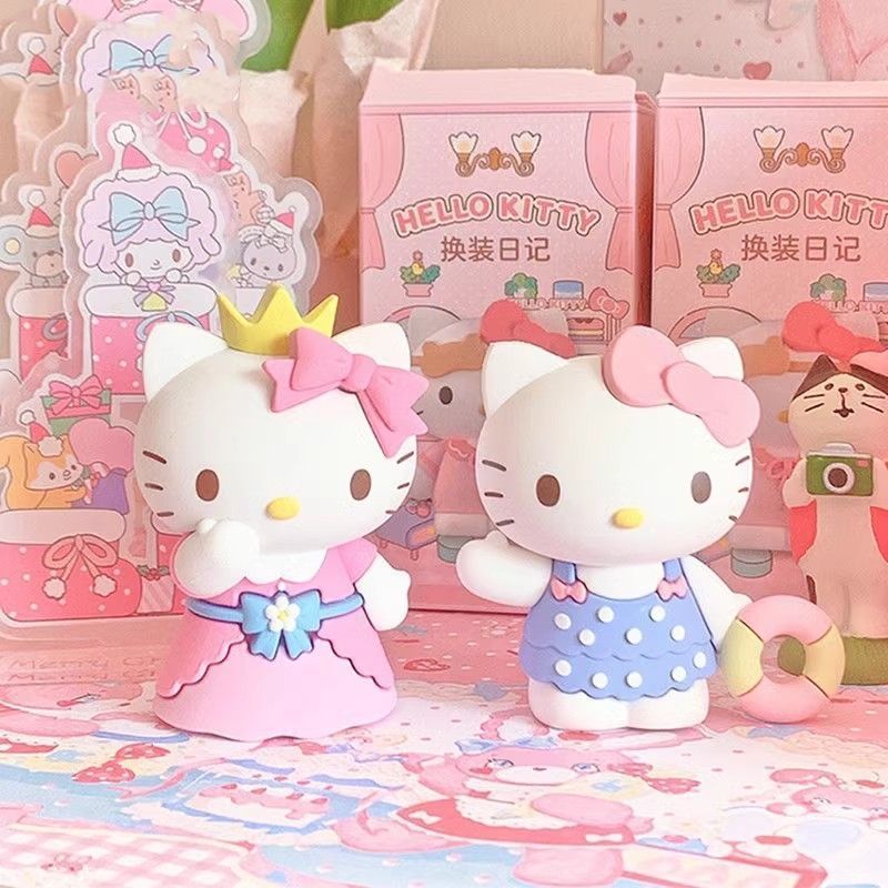 ハローキティ ドレスアップ日記シリーズ ブラインドボックス サンリオ KT 猫ハンドオフィス かわいいデスクトップ装飾品 おもちゃ チャンギング|undefined