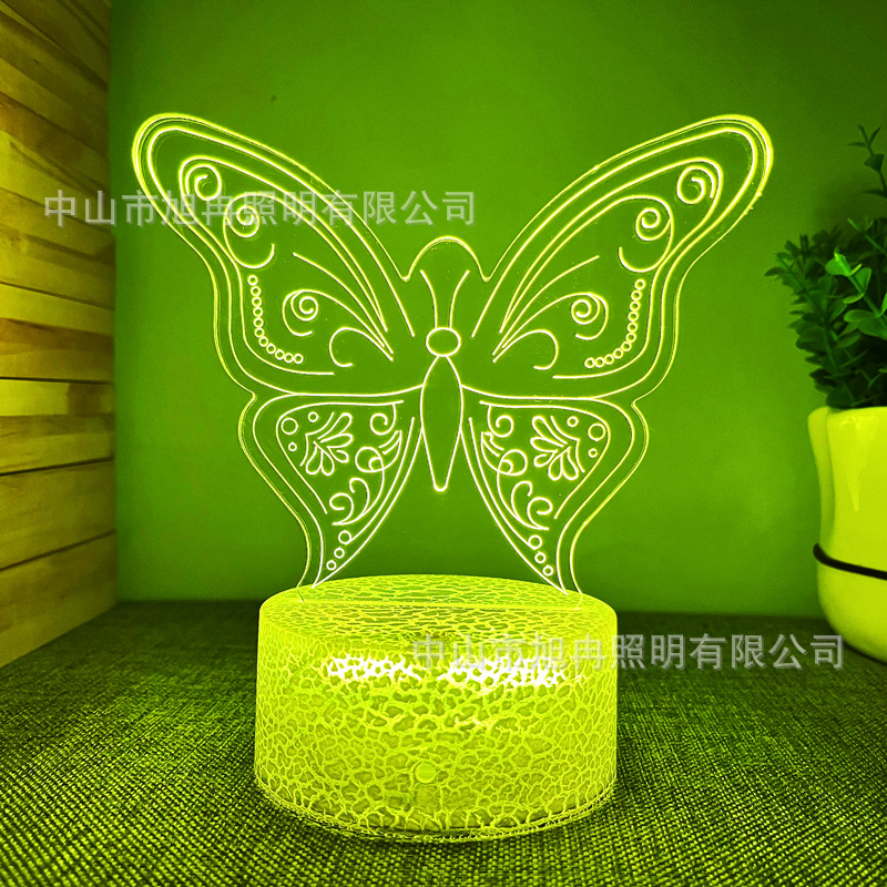 Suministro transfronterizo de Amazon de lámparas de mesa USB con selección de la serie de mariposas de luz nocturna 3D, regalos de ambiente multiplataforma.