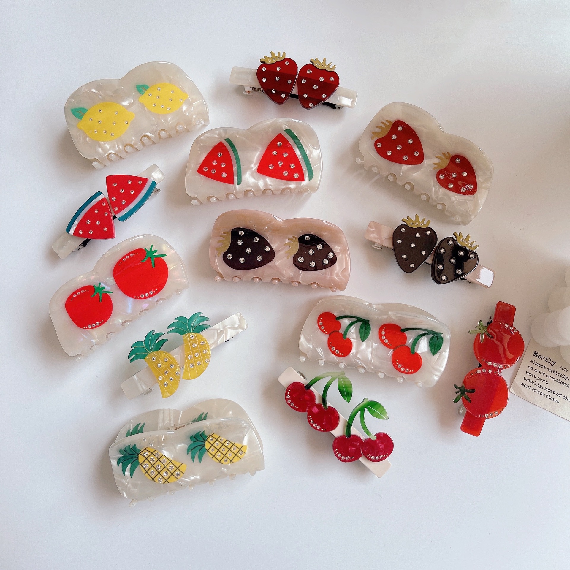 55g Weight Fashion Acetate Color Matching Barrettes Tomato Strawberry Print Grip Clip