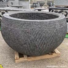 青石鱼缸花盆石雕水缸庭院石缸石头圆缸纯手工石盆纯手工户外石槽