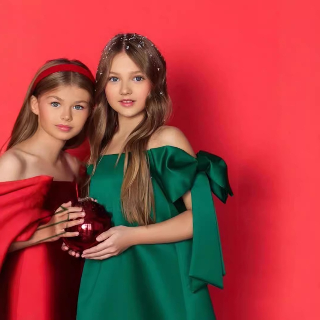 Vestido elegante de princesa rosa para meninas com laço - Vestido de festa de daminha de honra com renda para aniversário, recital de piano e ocasiões especiais._voghion.com