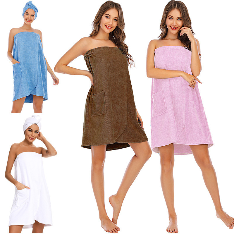 2026 Autumn/Winter Cross-Border Bathrobe, Bath Towel, Women's Hotel Nightgown, Bath Dress, Thickened Strapless Sexy Absorbent Women's Bathwear