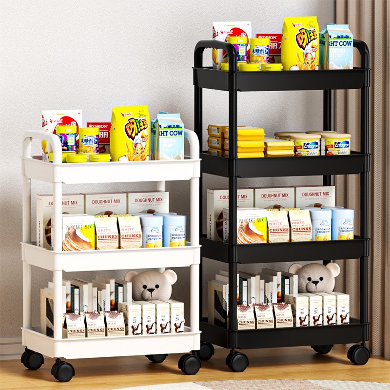 Customized Trolley Storage Rack Bedroom Floor-Standing Books Home Wheeled Storage Living Room Kitchen Multi-Layer Mobile Storage