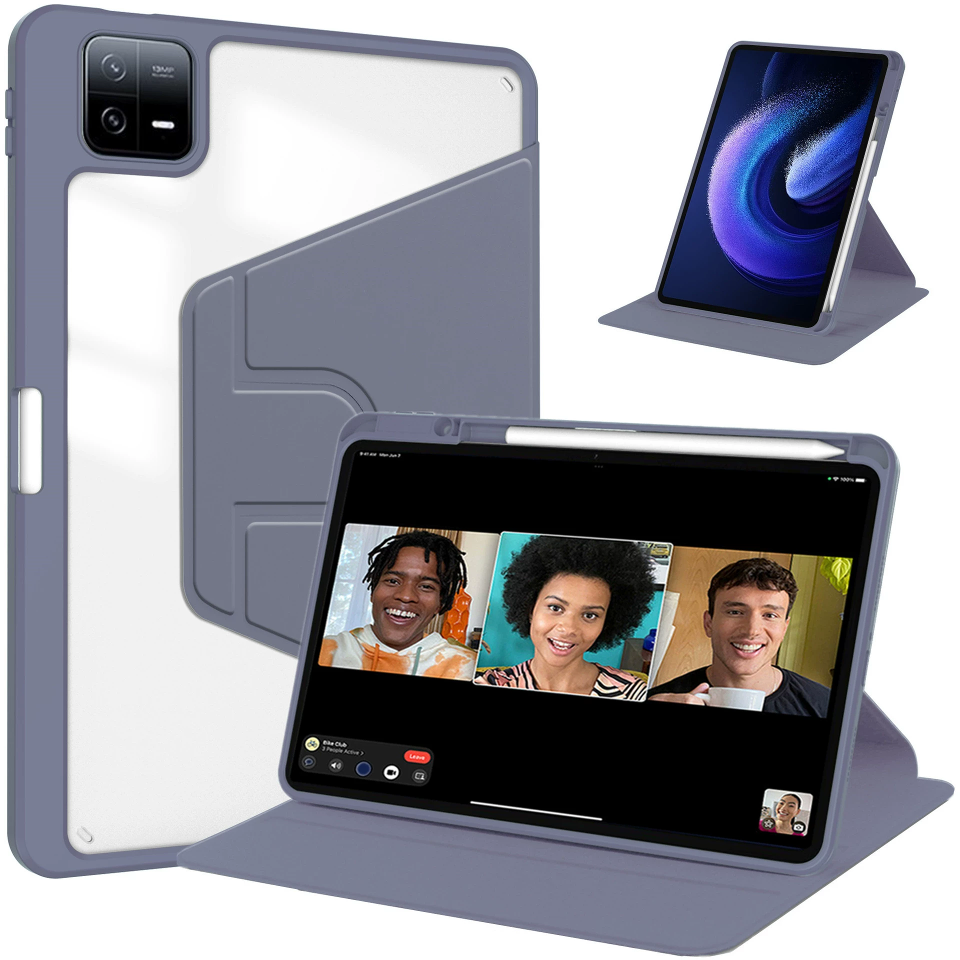 Подходящий защитный чехол для планшета Redmi pad PRO 12.1, новая модель с отсеком для стилуса, 360 покрытие с поворотом