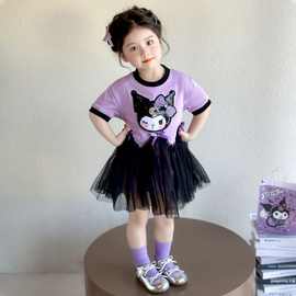 网红女童韩版时尚卡通短袖连衣裙中小童夏季新款洋气蓬蓬公主裙潮