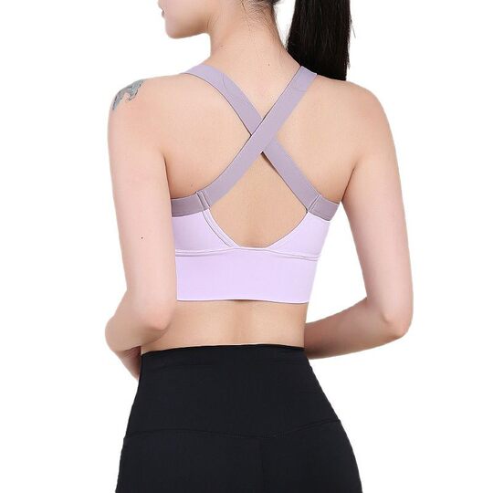 High-strength Cross-back Coloring Sports Underwear Women's Running Shockproof Fitness Pilates Yoga Vest Summer Bra