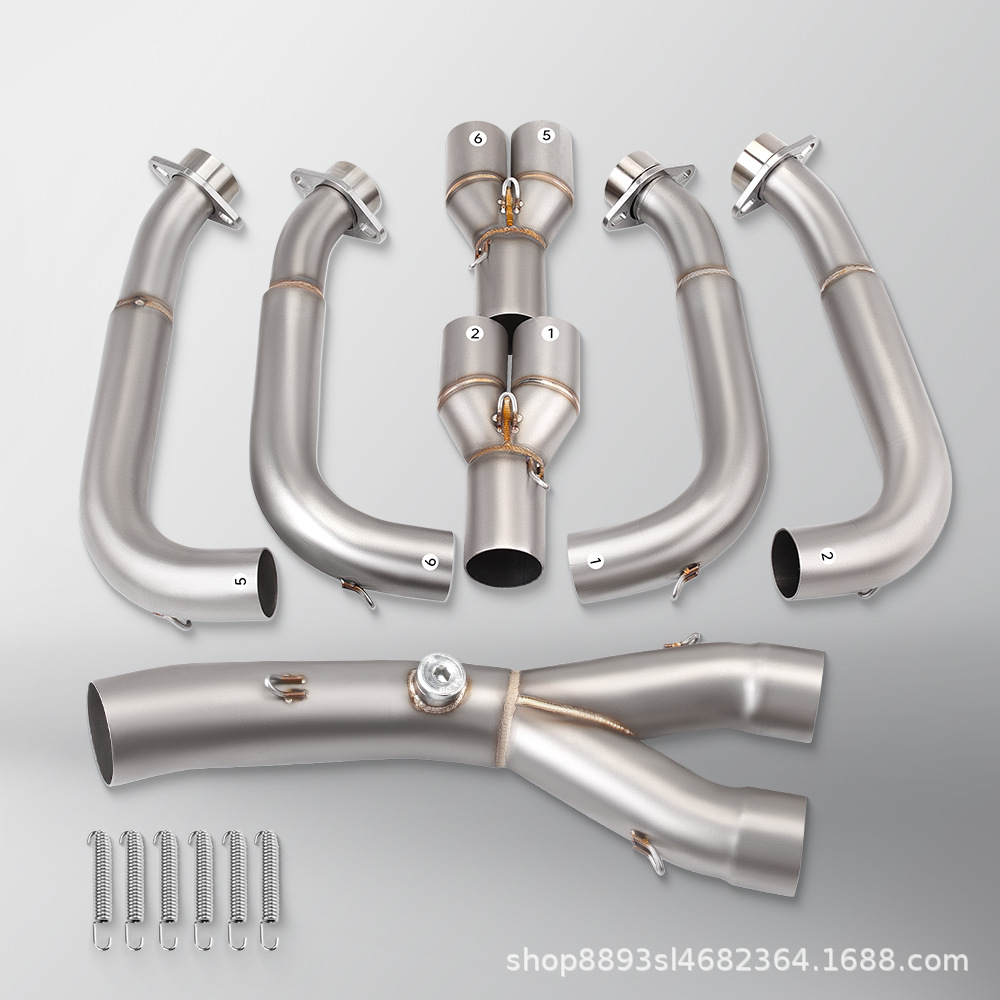 Suitable for non-destructive installation of stainless steel in the front section of YZF-R6 motorcycle modified exhaust pipe 2006-2020